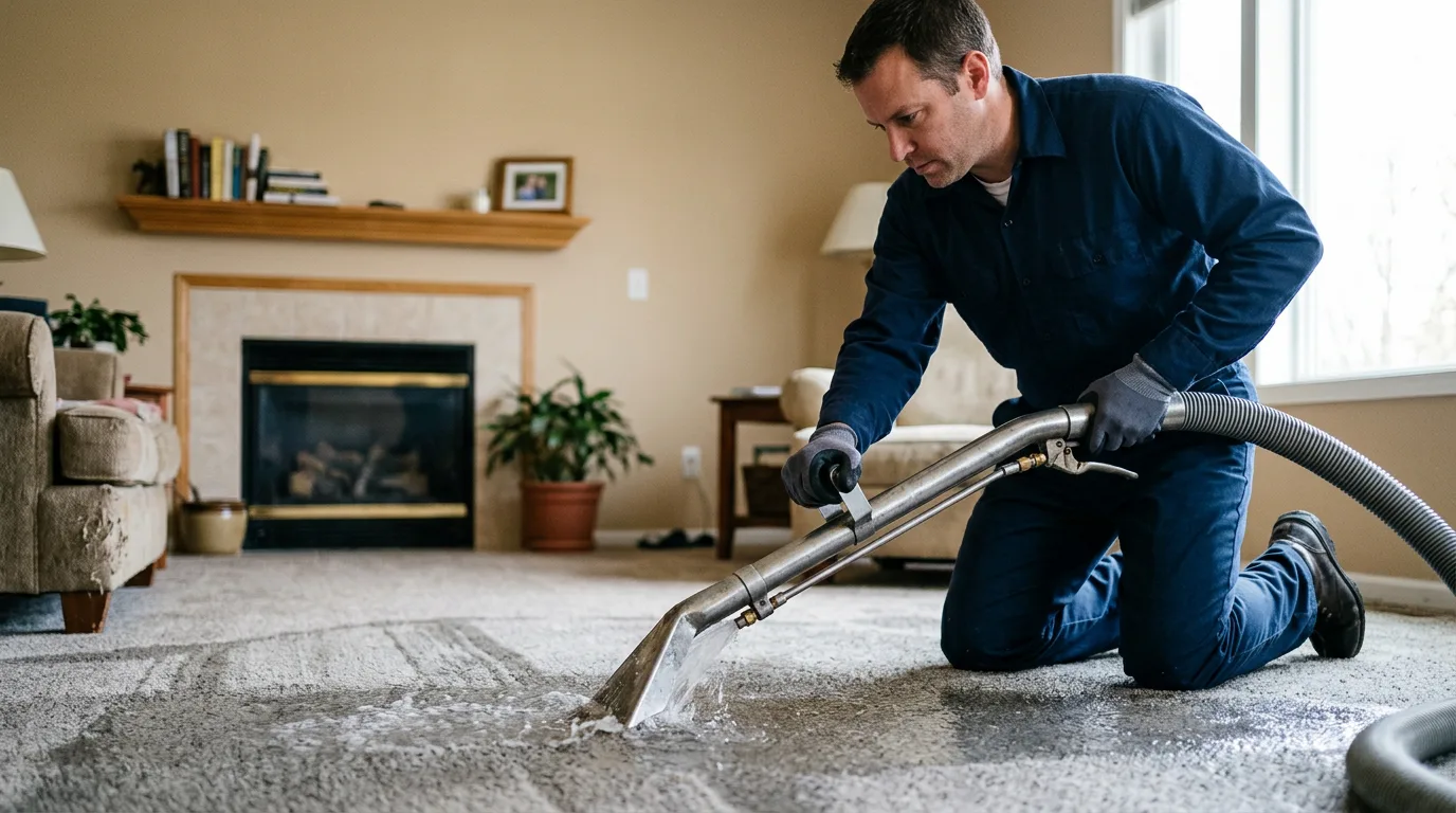 Water damage restoration technician working near Lawrenceville, GA
